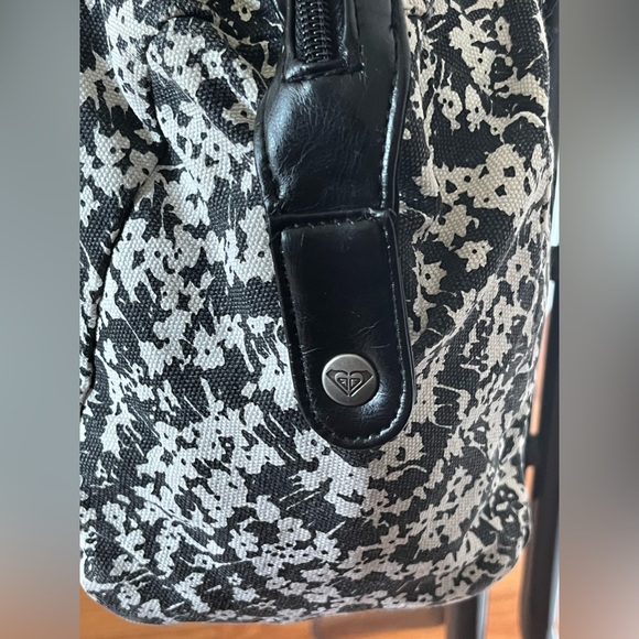 ROXY Handbag Black & White Floral Cotton Purse - Picture 7 of 16